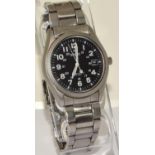 Seiko Military style quartz watch ref: 7n42-8260 on stainless steel strap working when