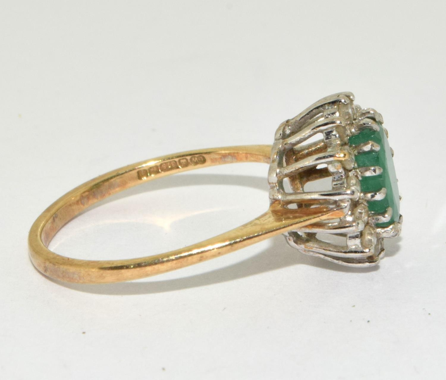 A 9ct gold emerald and diamond ring Size L + - Image 4 of 5