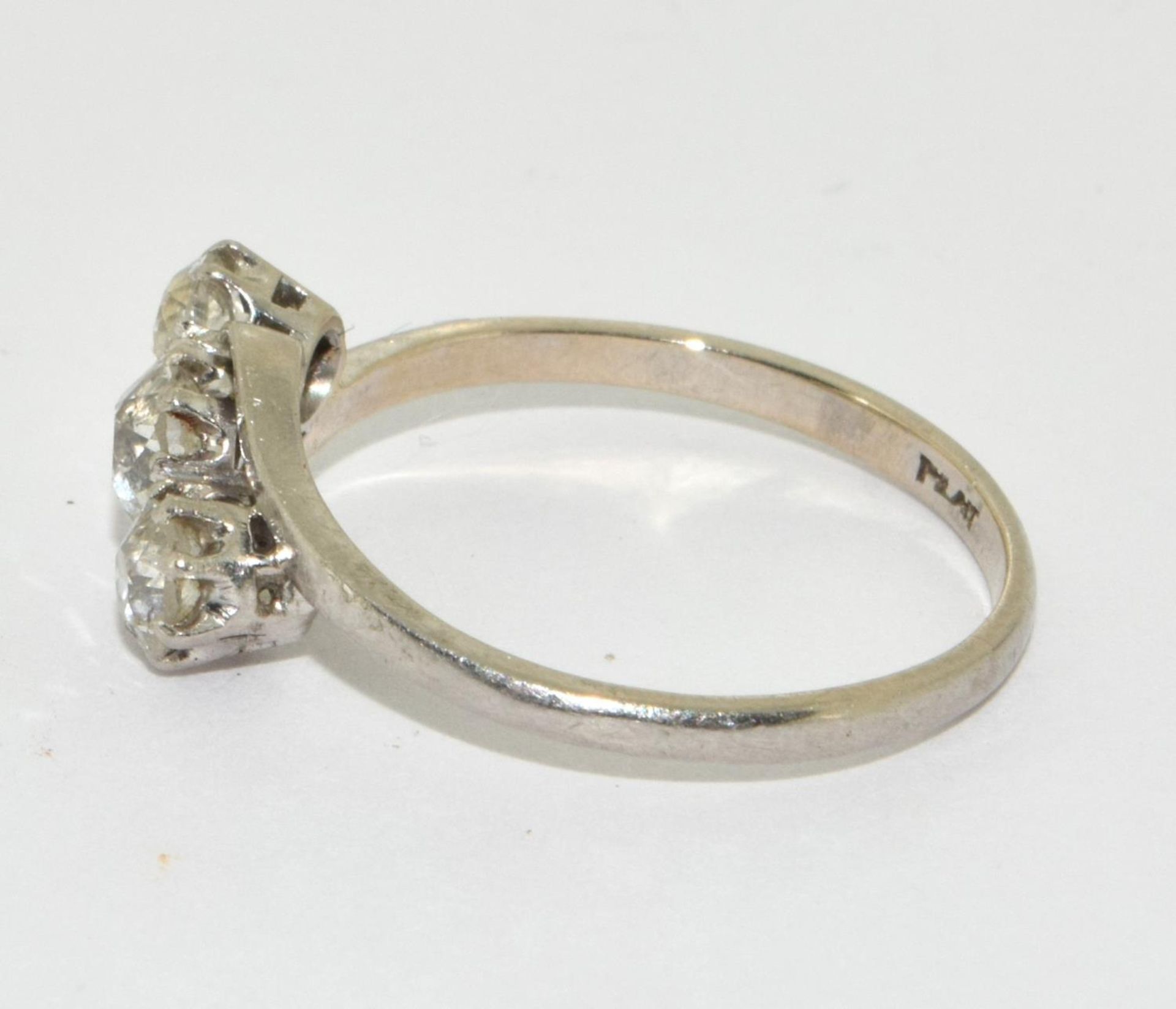 Ladies Platinum Diamond triple twist 3 stone ring approx 70 points size O - Image 2 of 5
