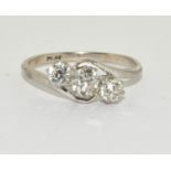 Ladies Platinum Diamond triple twist 3 stone ring approx 70 points size O