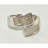 18ct white gold designer Diamond ring H/M as 1.20ct size R