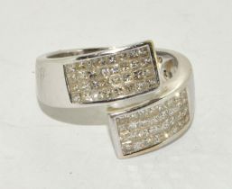 18ct white gold designer Diamond ring H/M as 1.20ct size R