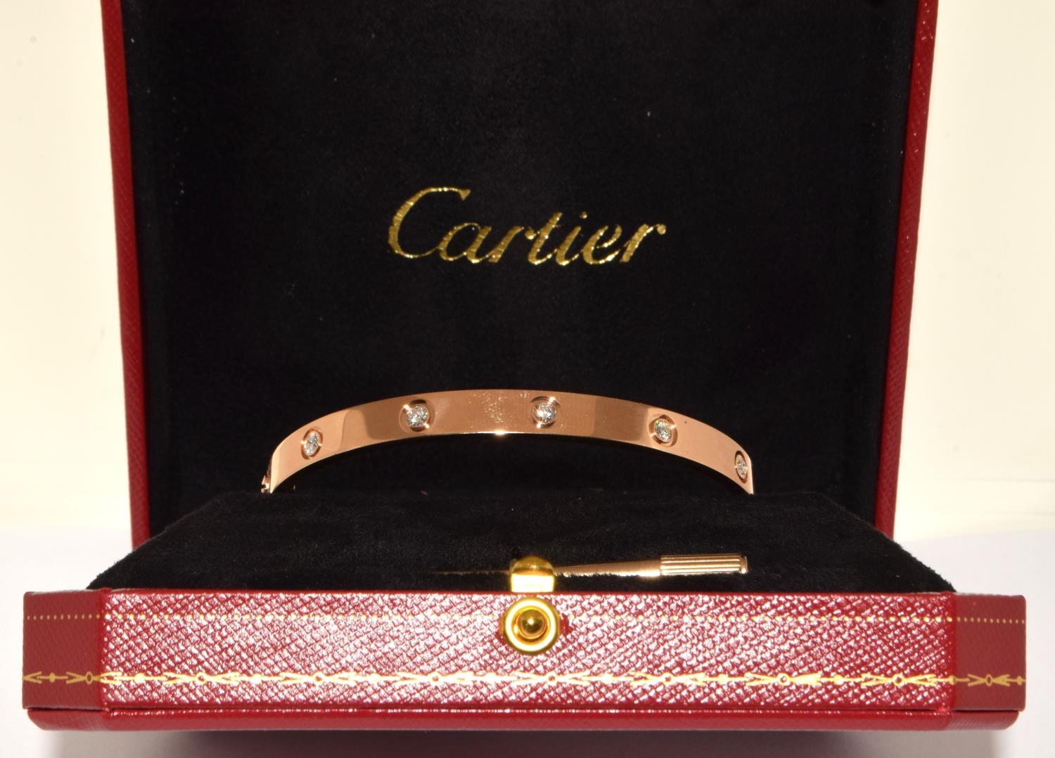 Genuine Cartier 18ct rose gold and Diamond Love bangle size 19 no AFN286 boxed with screw driver 10% - Image 10 of 10