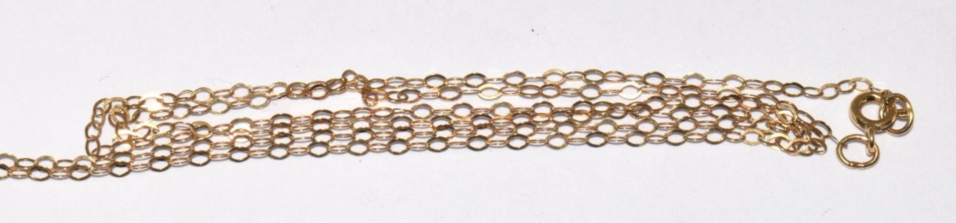 9ct gold Sapphire pendant necklace 40cm long chain - Image 5 of 6