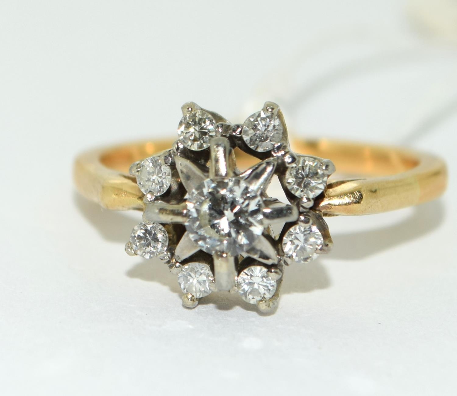 18cd platinum tested ladies Diamond star cluster ring approx 0.5ct size P - Bild 6 aus 6