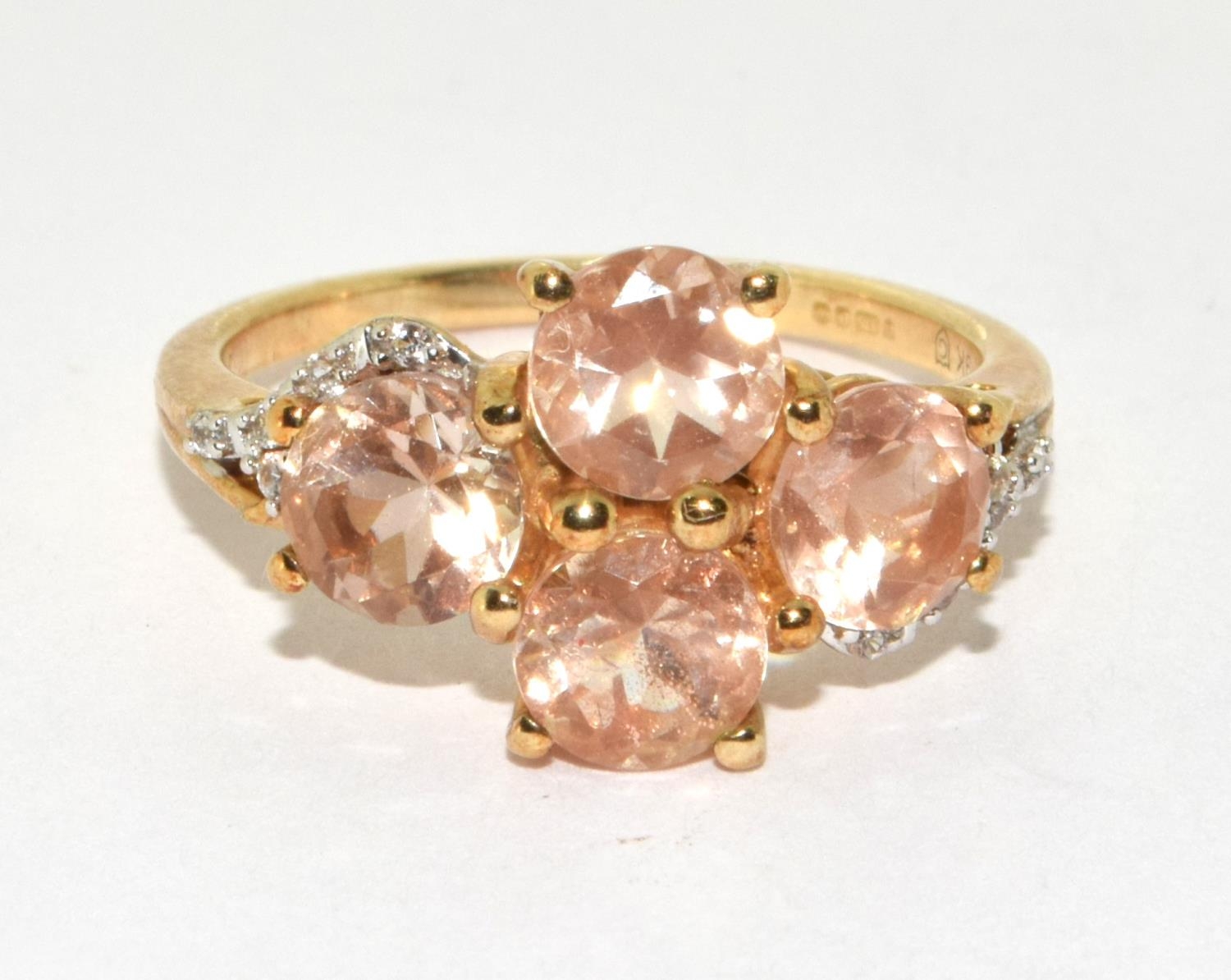 9ct gold ladies Kunsanite and Chip Diamonds to the shank ring size L - Image 5 of 5