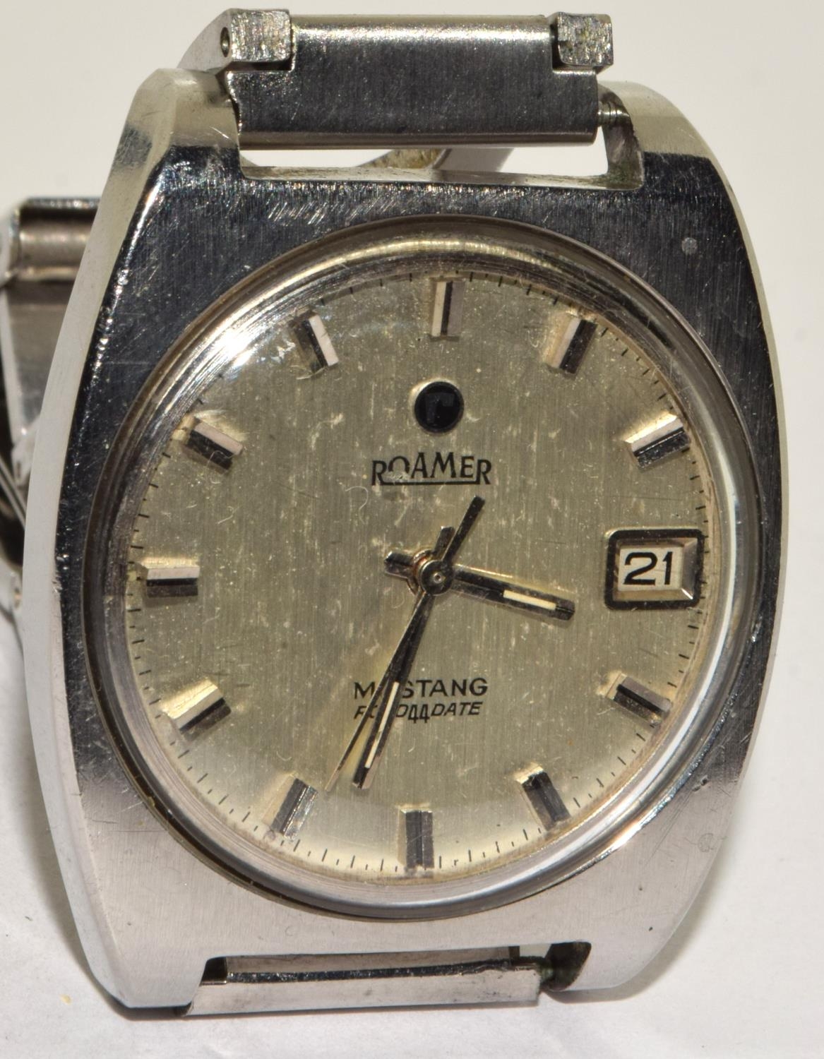 Vintage gents 1960's Roamer Mustang 44 Roto Date automatic watch with fitted vintage stainless rally - Image 6 of 6