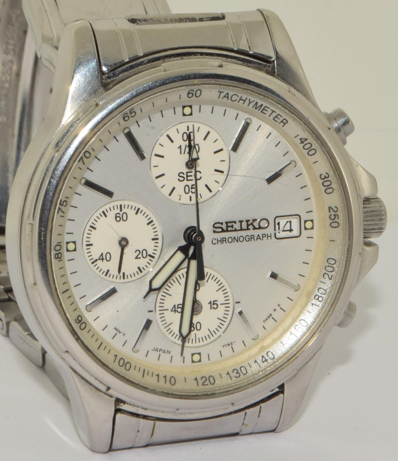 Seiko Chronograph ref 7T92-0BA0 on stainless steel strap working when catalogued (ref:3) - Image 6 of 6