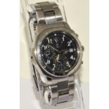 Seiko quartz Chronograph ref:7T92-0CA0 on stainless steel strap. Working when catalogued. (ref:14)