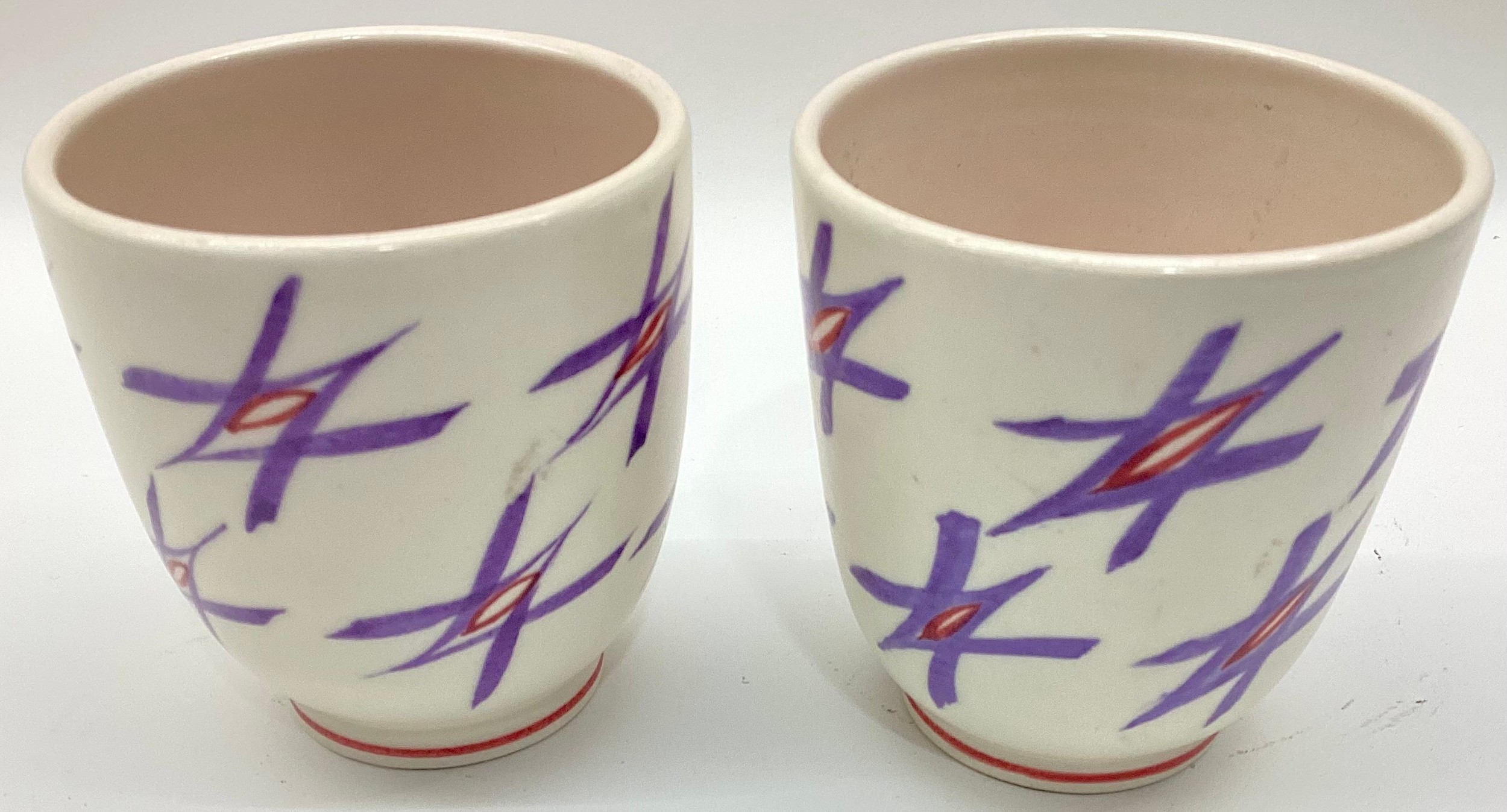 Poole Pottery pair of shape 650 FSU pattern freeform miniature planters 2.75" high (2) - Image 2 of 4