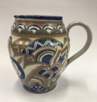 Poole Pottery Carter Stabler Adams shape 309 AX pattern large Art Deco Jug 8" high.