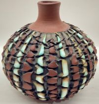 Poole Pottery Atlantis large carved onion vase A5'2 by Alan White 4.5" high.