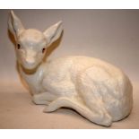 Poole Pottery white bone china (Golden Eye) model of a large Fawn.