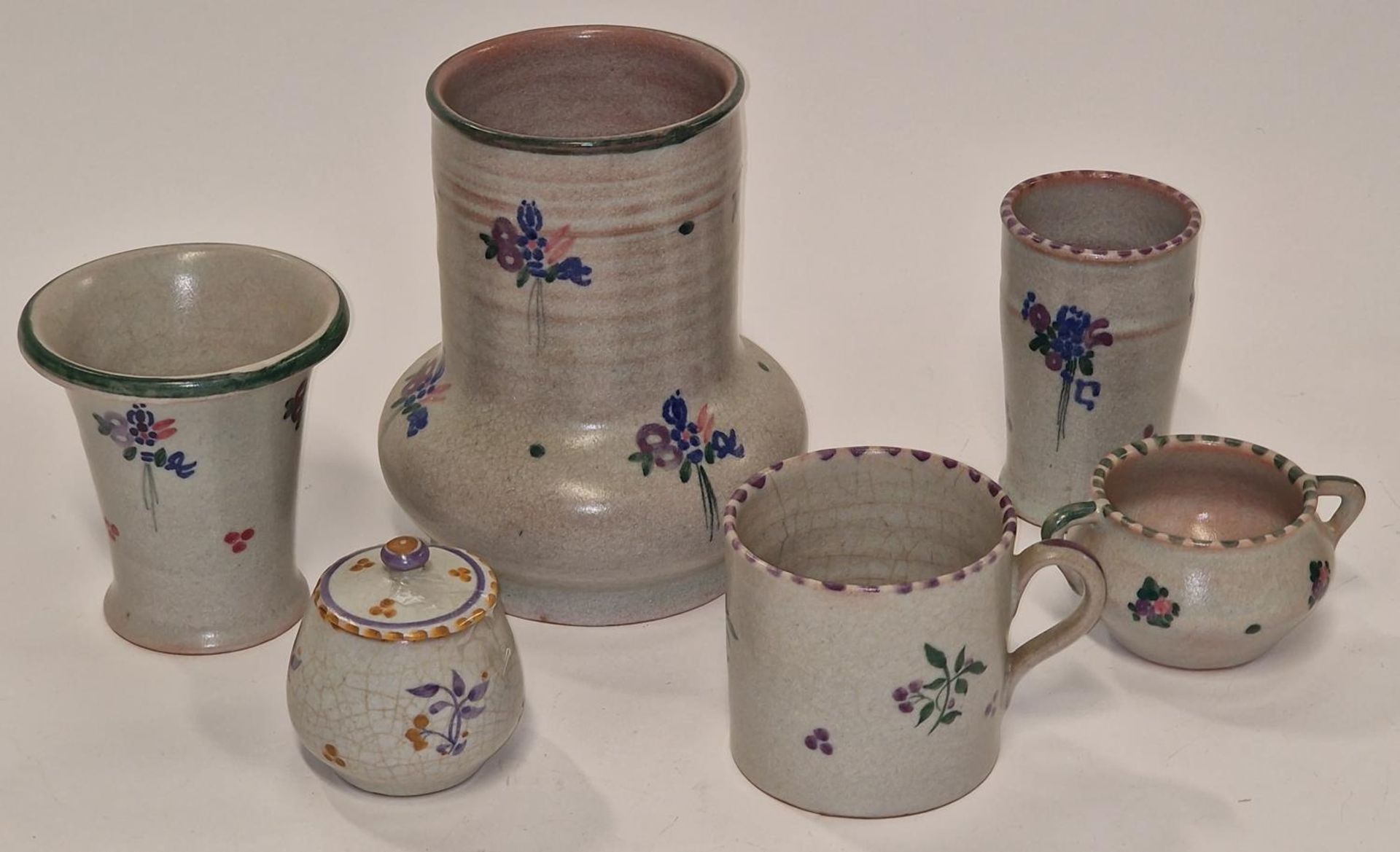 Poole Pottery Carter Stabler Adams group of early traditional all decorated with flower sprigs (6)