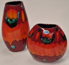 Poole Pottery Volcano Manhattan vase 10" high together with a 8" high Purse vase both boxed (2)