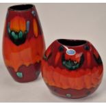 Poole Pottery Volcano Manhattan vase 10" high together with a 8" high Purse vase both boxed (2)