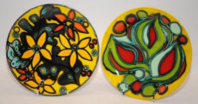Poole Pottery interest Diana Foreman 8" plate, together one other (2)