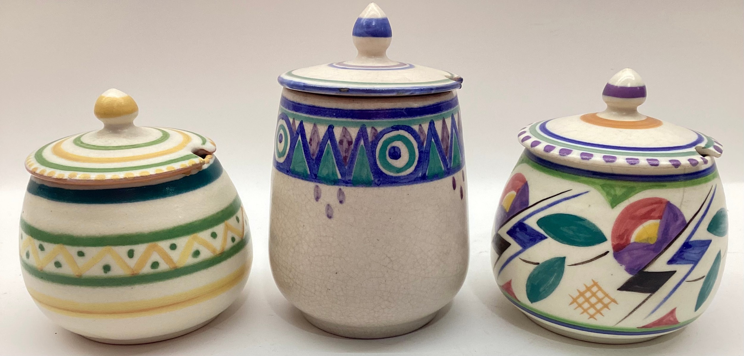 Poole Pottery Carter Stabler Adams KZ pattern lidded pot, together with a shape 288 JV pattern