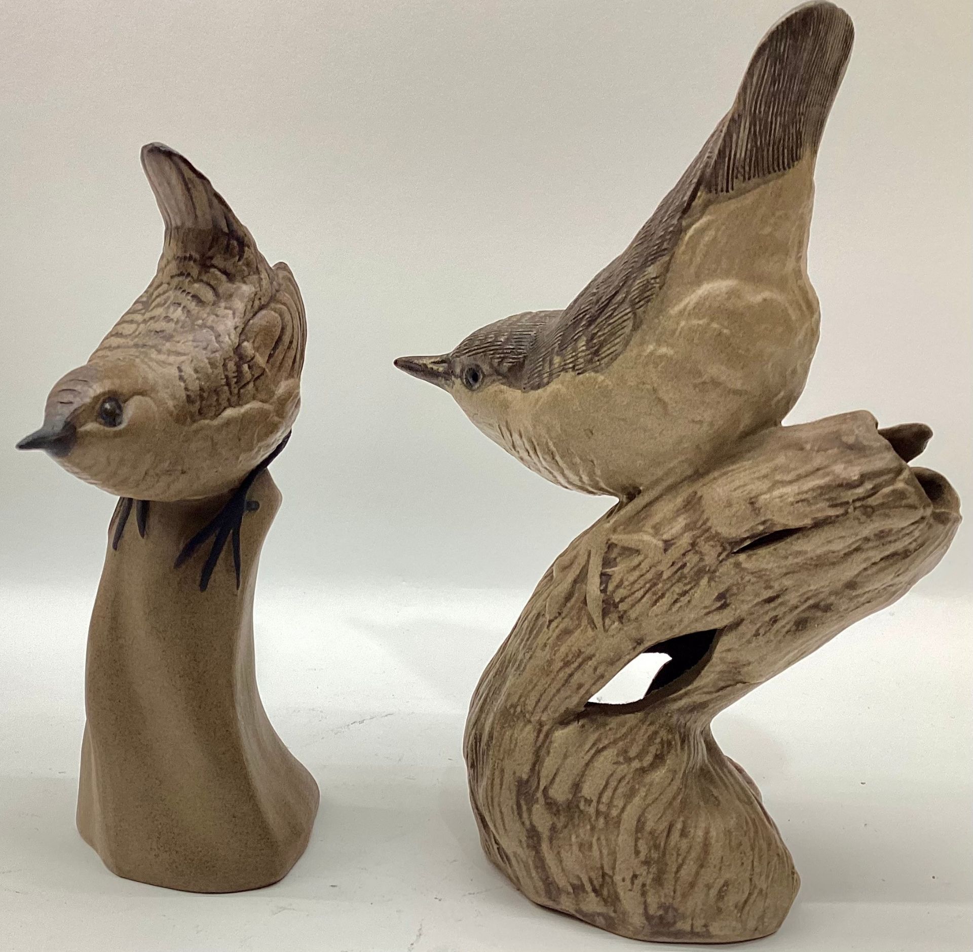 Poole Pottery Stoneware hard to find Wren on Stump, together with a Nuthatch both modelled by - Image 2 of 4