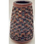 Poole Pottery miniature Atlantis carved vase by Guy Sydenham & Beatrice Bolton 4" high.