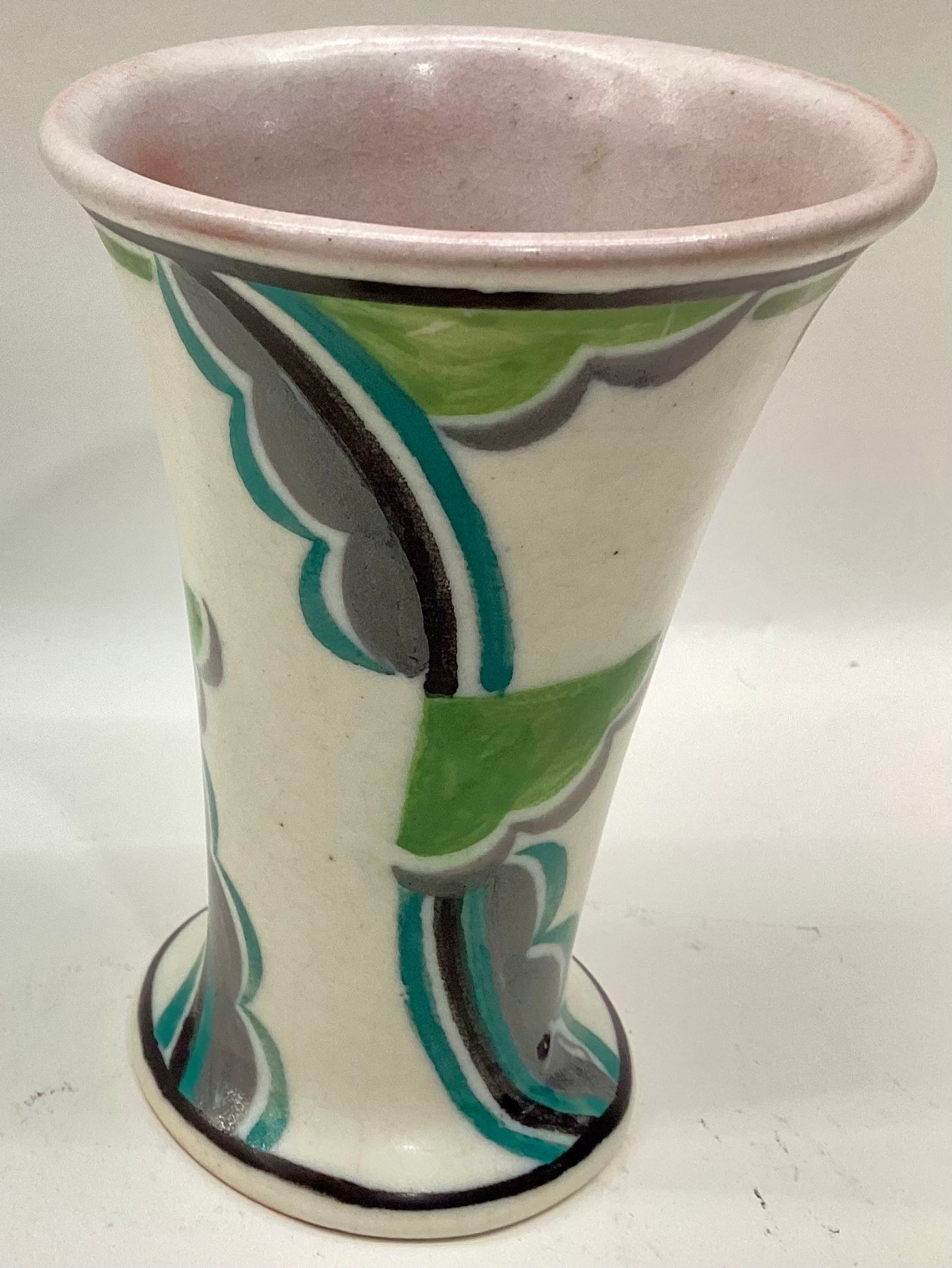 Poole Pottery shape 510 miniature Art Deco trumpet vase 4" high. - Image 2 of 4