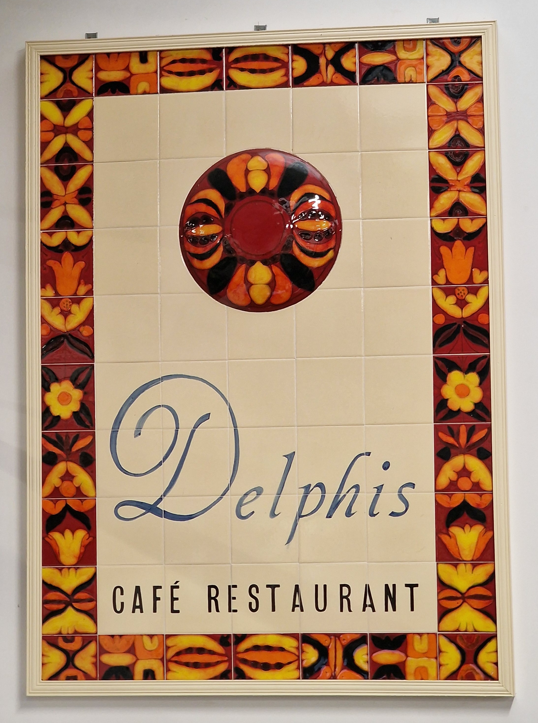 Poole Pottery large tile panel from the Delphis Cafe / restaurant within the Poole Pottery on the