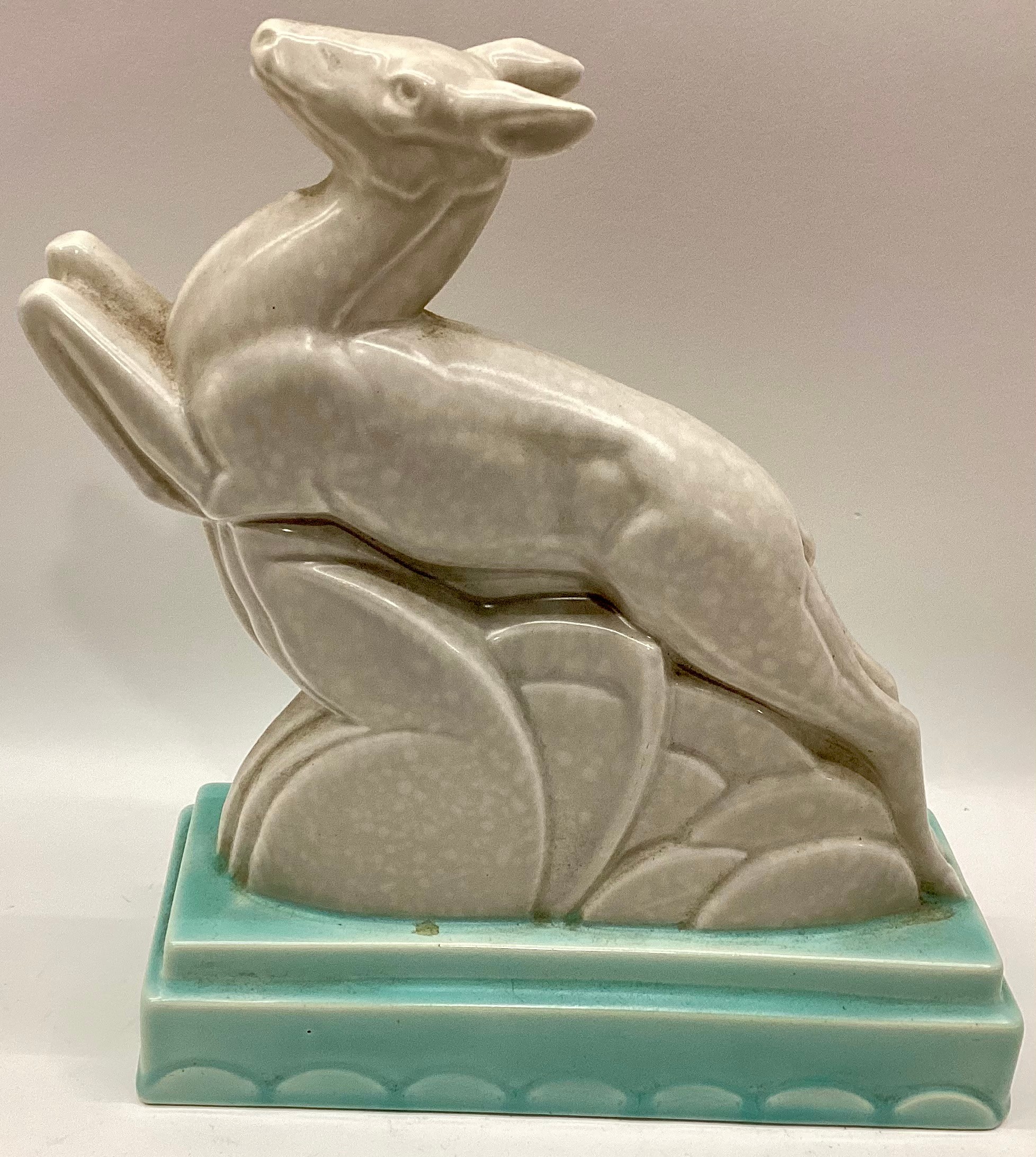 Poole Pottery shape 831 leaping Gazelle bookend with C57 colour/glaze (slight graze to one ear) - Image 3 of 4