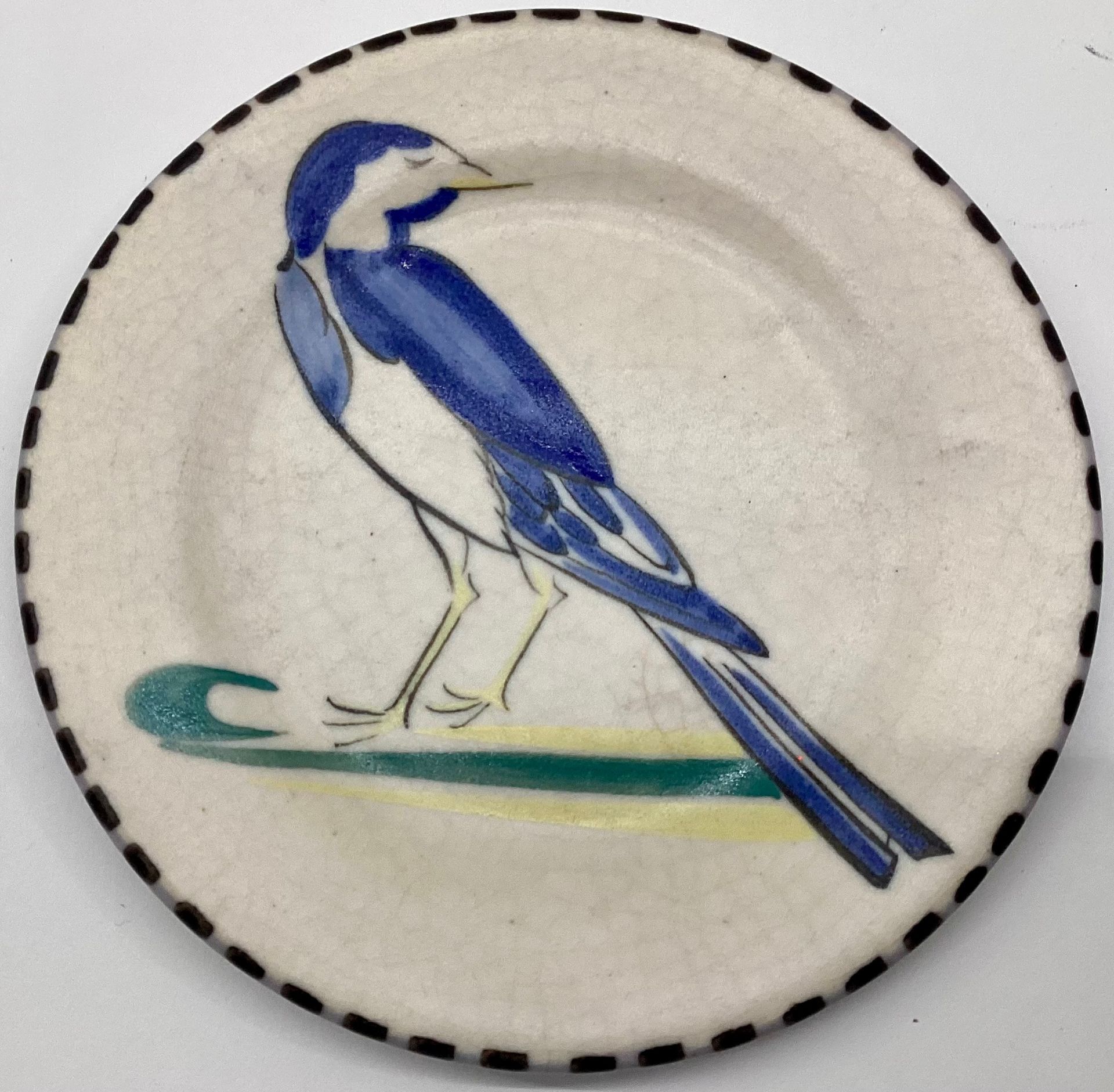 Poole Pottery Carter Stabler Adams shape 557 ST pattern miniature plate depicting a bird 4.8" dia.