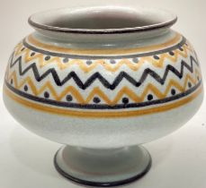 Poole Pottery shape 608 KW pattern footed bowl with a geometric design 3.9" high.