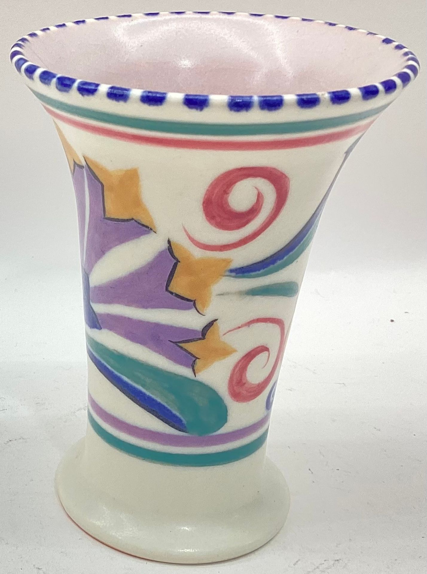 Poole Pottery shape shape 510 FN pattern miniature trumpet vase 4" high. - Image 2 of 4