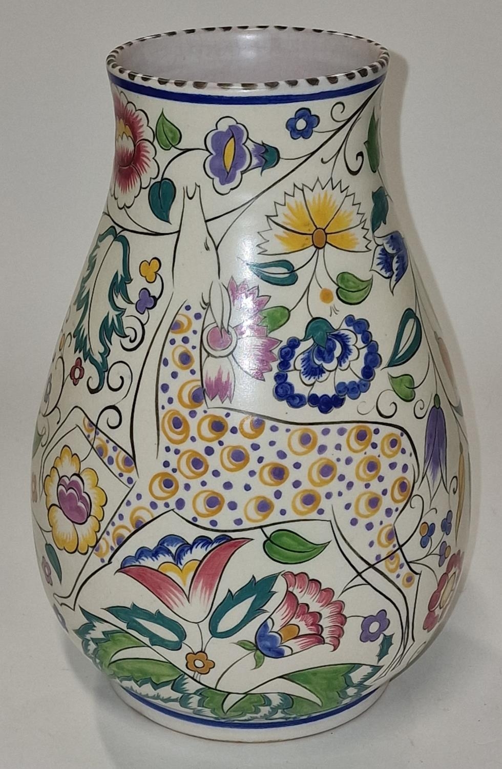 Poole Pottery Carter Stabler Adams shape 337 SK pattern (Persian Deer) large vase decorated by