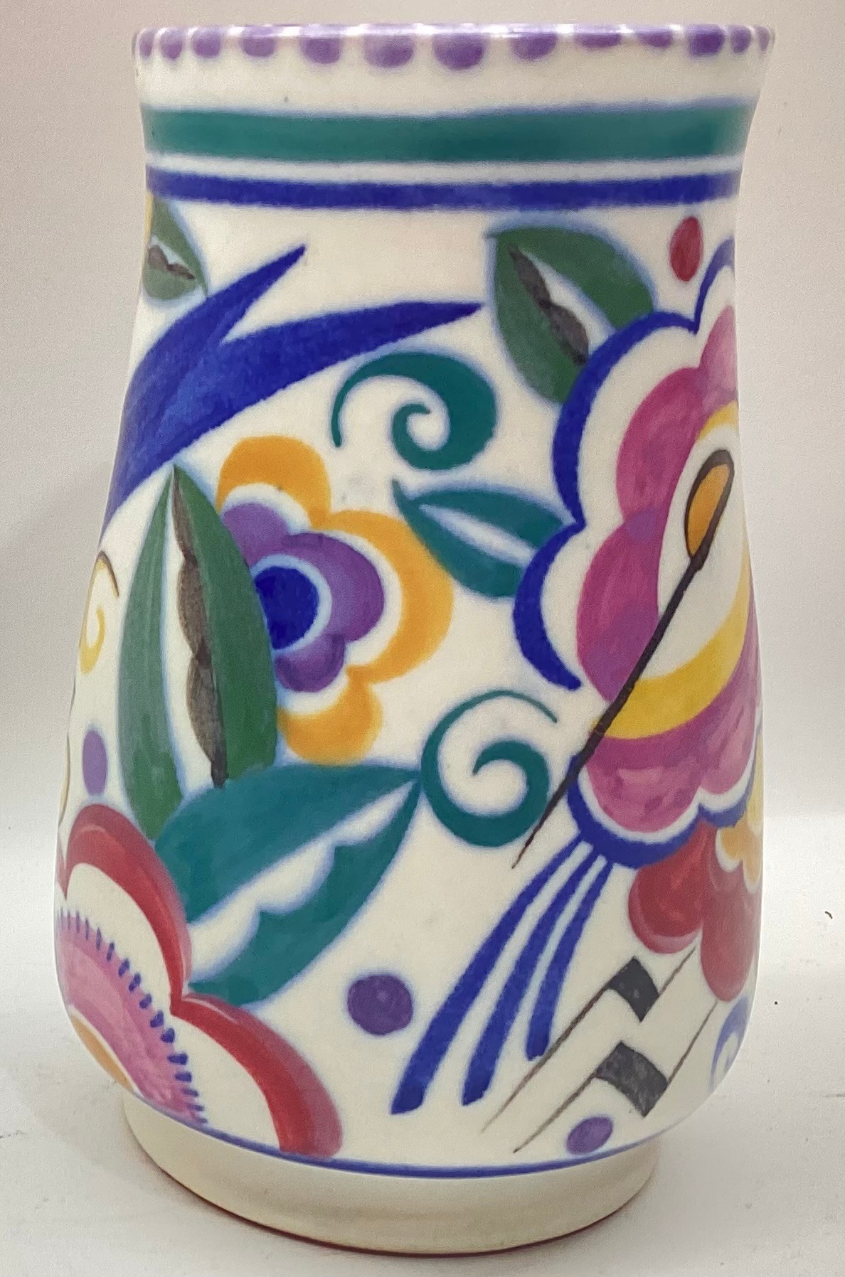 Poole Pottery shape 204 SN pattern vase decorated with blue & purple bird 6" high. - Image 2 of 4