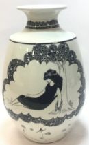 Poole Pottery extremely rare & hard to find large Aubrey Beardsley vase decorated by Sue