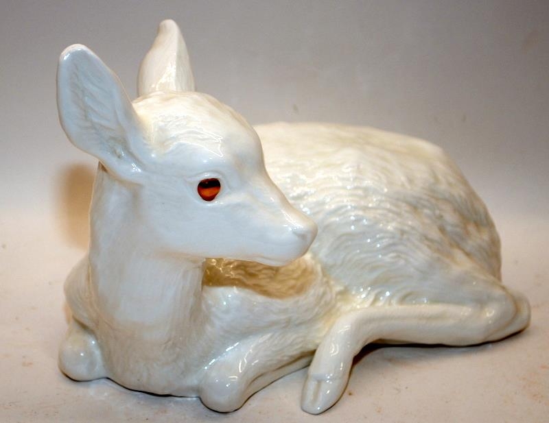 Poole Pottery white bone china (Golden Eye) model of a large Fawn. - Image 2 of 4