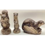 Poole Pottery Stoneware to include Otter, Stoat & Squirrel (3)