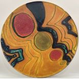 Poole Pottery blue mark abstract Delphis charger with Orange Peel glaze 10.25" dia