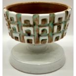 Poole Pottery Atlantis carved chalice/candle holder 3.75" high, 4.25" dia.