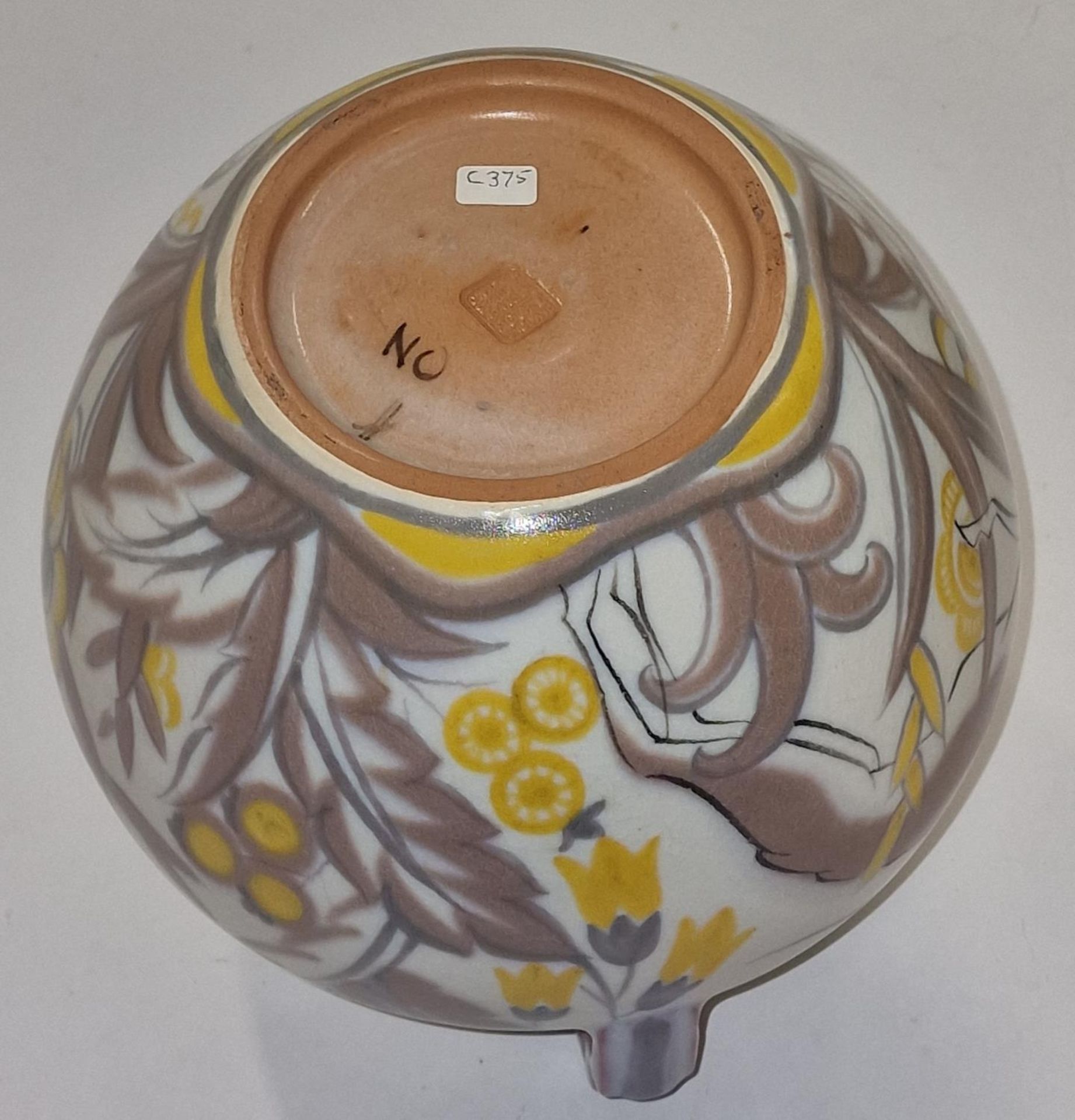 Poole Pottery Carter Stabler Adams shape 973 NO pattern twin step-handled vase decorated by Anne - Image 3 of 3