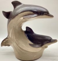Poole Pottery exceptionally rare & hard to find Stoneware model of a double Dolphin modelled by Tony