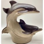 Poole Pottery exceptionally rare & hard to find Stoneware model of a double Dolphin modelled by Tony