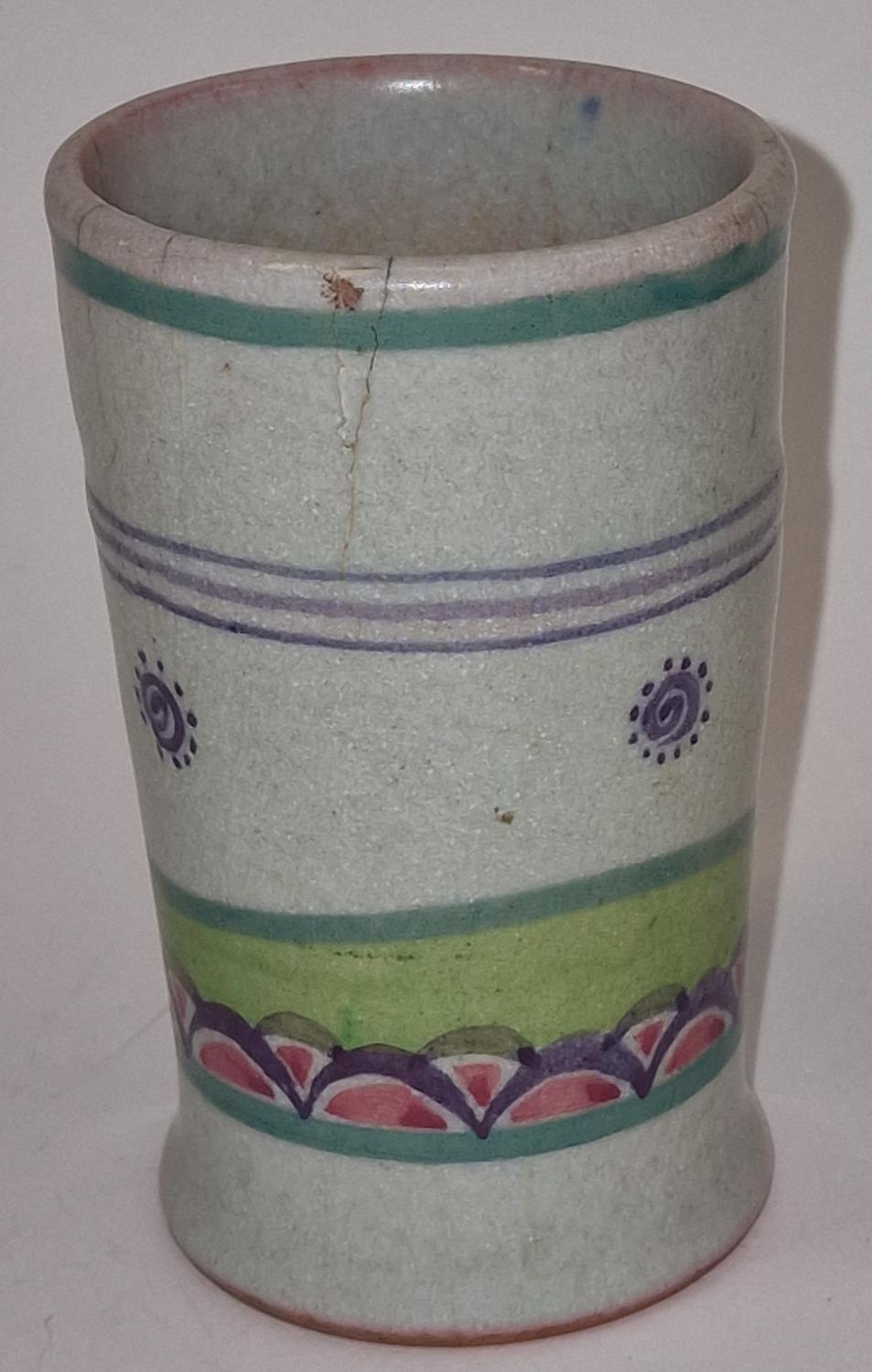 Poole Pottery shape 586 rare & hard to find OK pattern spill vase depicting two owls 3.8" high. - Image 2 of 3