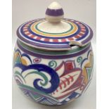 Poole Pottery Carter Stabler Adams BY pattern lidded Jam Pot with matching lid.