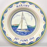 Poole Pottery ship plate "Maramy" 29th June 1961 decorated by Ruth Pavely, fully marked & signed