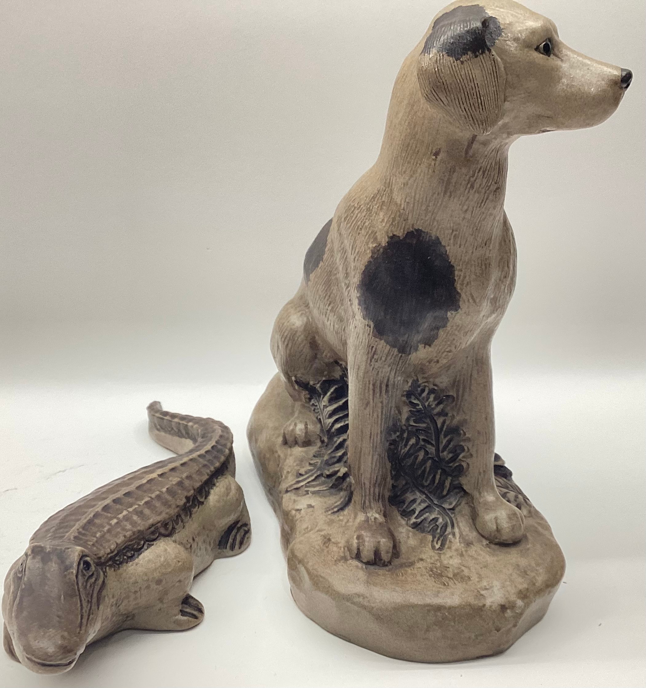 Poole Pottery Stoneware model of a large hound together with a Alligator (2) - Image 3 of 4