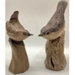 Poole Pottery Stoneware hard to find Wren on Stump, together with a Nuthatch both modelled by