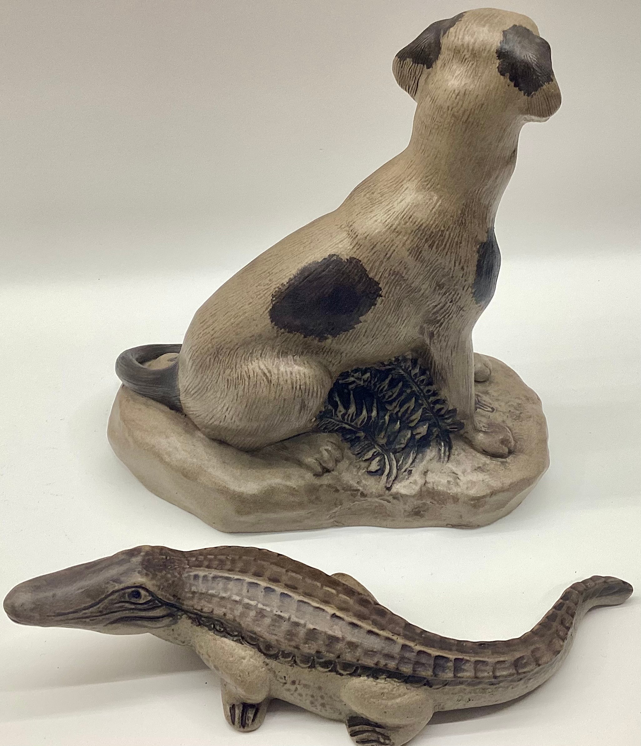 Poole Pottery Stoneware model of a large hound together with a Alligator (2) - Image 2 of 4