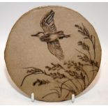 Poole Pottery rare & one off Stoneware plaque of a Heron in flight by Barbara Linley-Adams approx