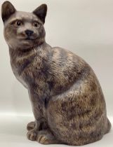 Poole Pottery Stoneware large Cat sitting 10.4" high.