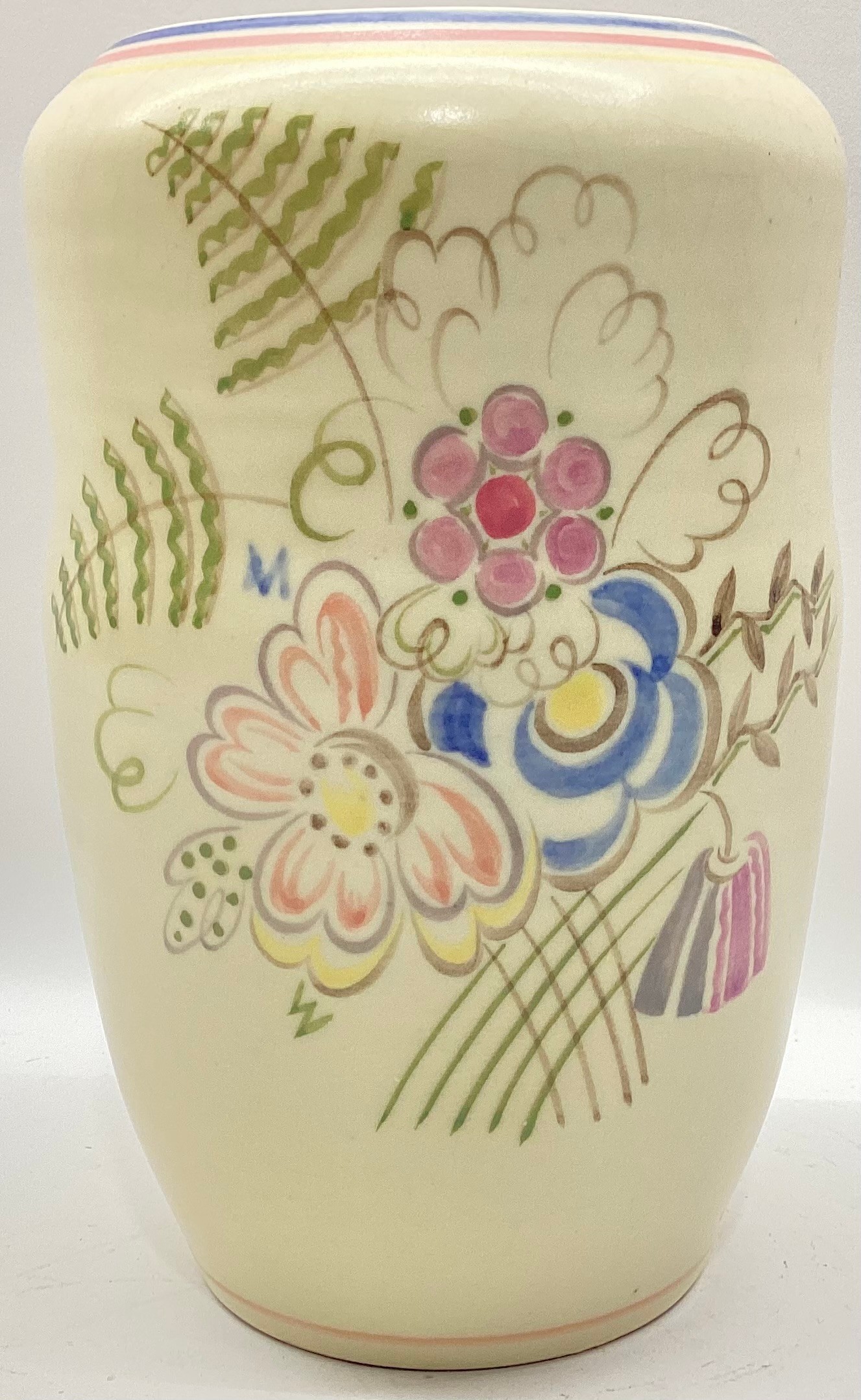 Poole Pottery shape 868 ES pattern vase decorated by Ruth Pavely 7.6" high.