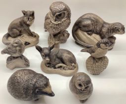 Poole Pottery Stoneware Otter together with a hedgehog, fox plus others (8)